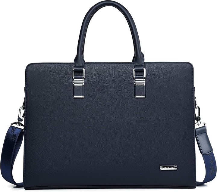 Men's genuine leather travel briefcase, ideal for laptops, documents & business essentials.