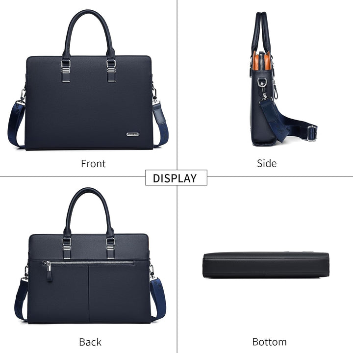 Men's genuine leather business briefcase (front), with elegant closure & professional design.