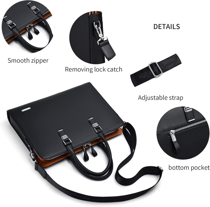 Men's leather briefcase for work, business meetings, and organized professional travel.