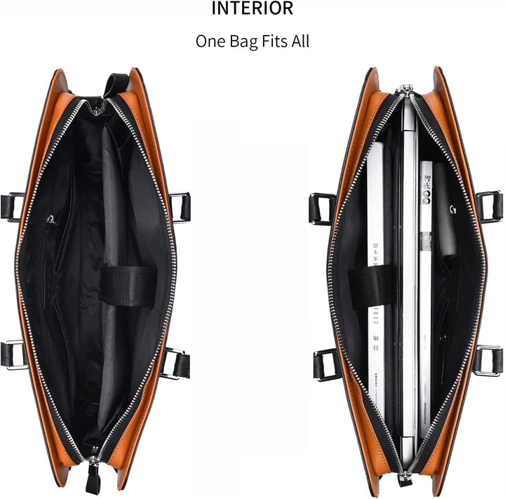 Sophisticated men's genuine leather executive brief, ideal for laptop and document transport.