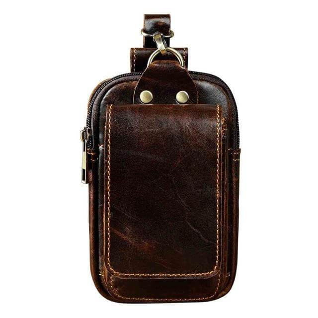 Stylish men's genuine leather waist pack, ideal gift for him, secure & practical.