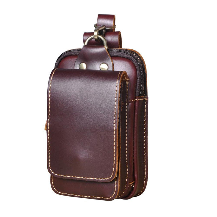 Men's secure genuine leather waist pack, stylish accessory for on-the-go essentials.