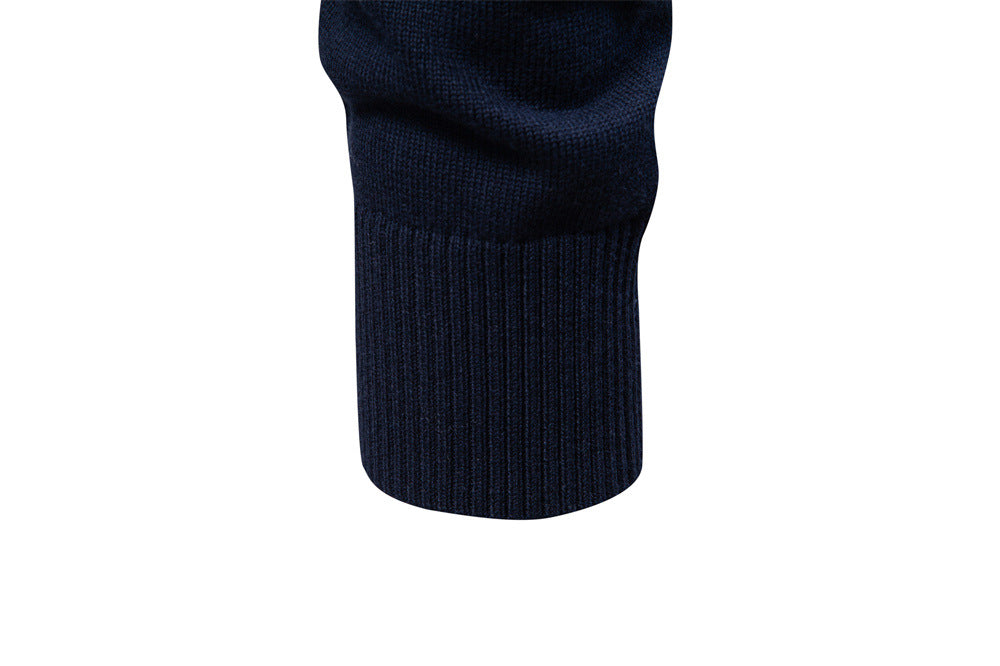 Collection of men's half-zip cotton blend sweaters in various colors, essential menswear