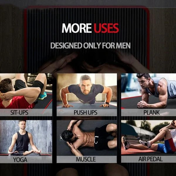 Versatile men's training mat, high-density & non-slip for yoga, pilates, and gym or home fitness workouts.