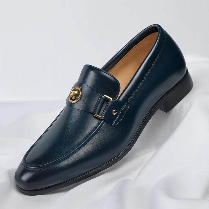 Men's Italian style leather loafers, perfect for dressy occasions & formal office wear. Slip-on comfort & sleek design.