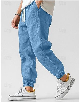 Men's lightweight breathable jogger pants in a relaxed fit. Ideal for casual wear, comfort & warm weather.