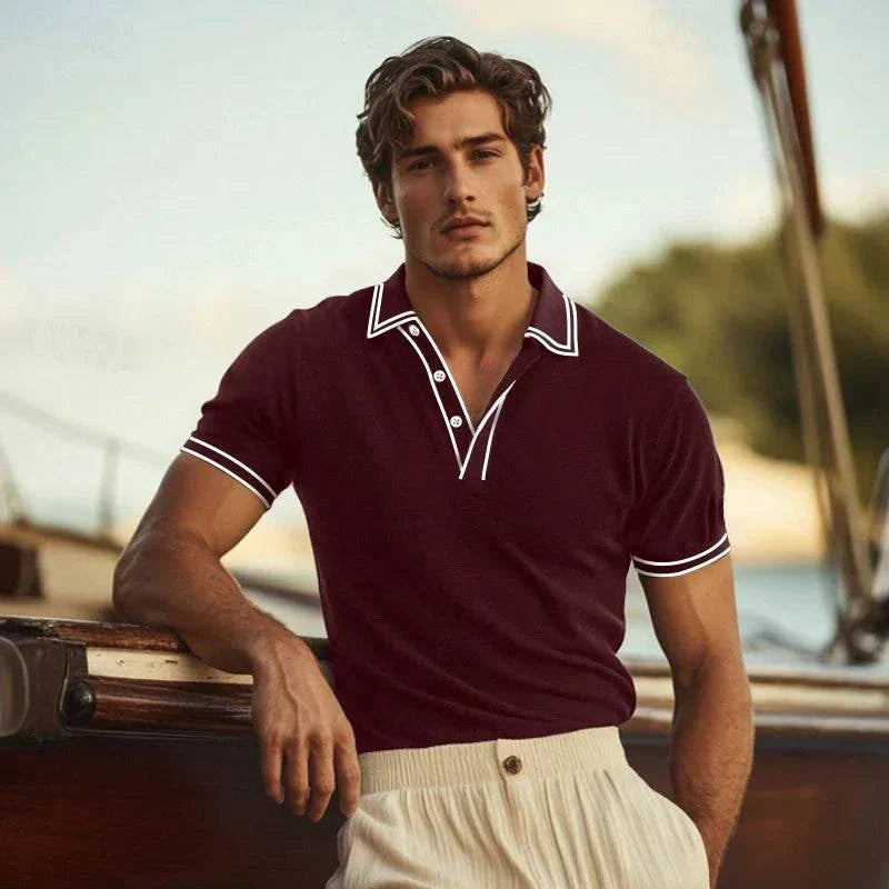 Casual men's short-sleeve polo. Breathable lightweight knit shirt, perfect for warm weather and everyday wear.