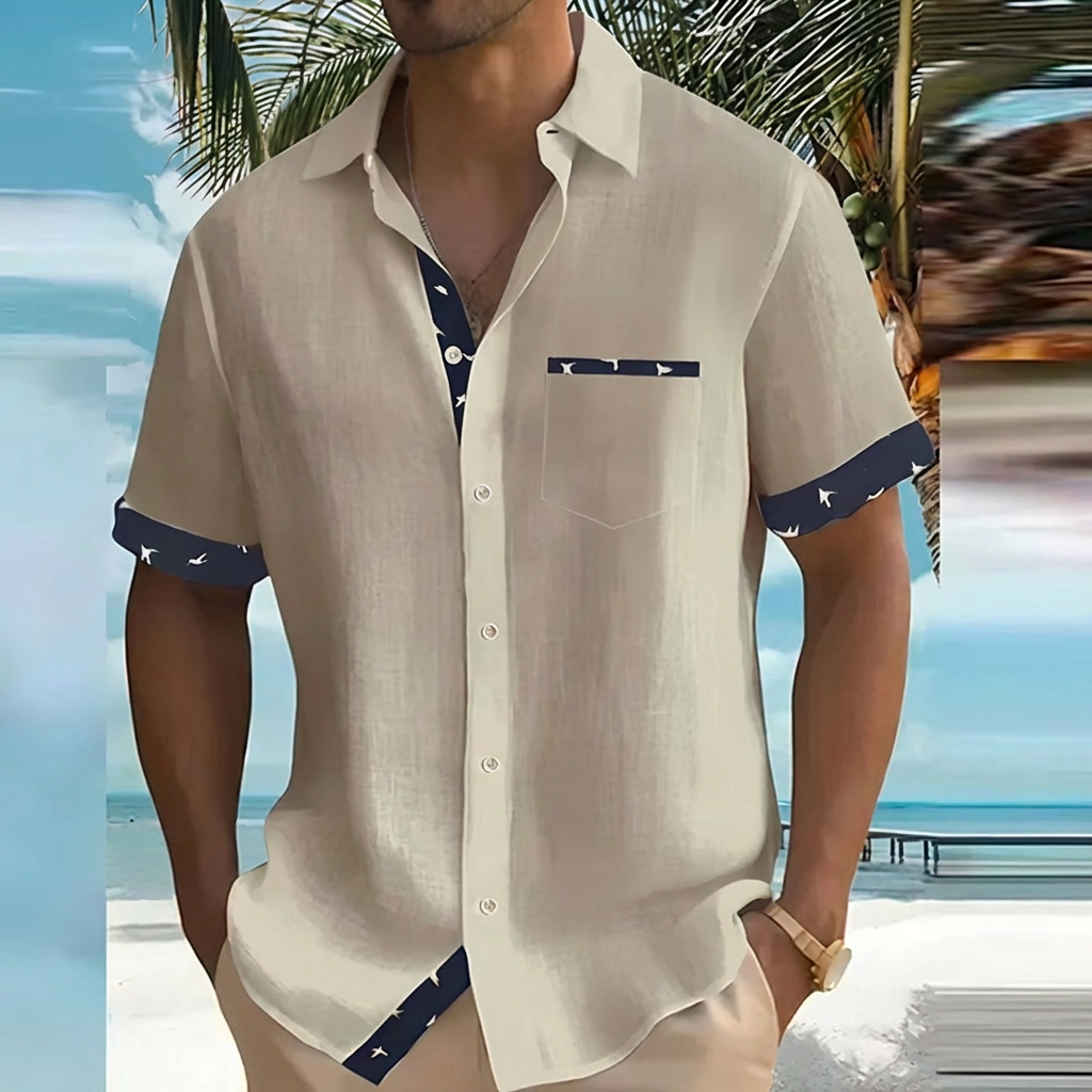 Breathable men's lightweight short sleeve button-up for ultimate summer comfort & easy-care casual wear.