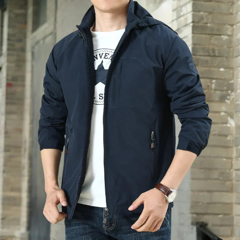 Stylish men's casual zip-up jacket. Lightweight outerwear, perfect for spring, fall, and everyday transitions.