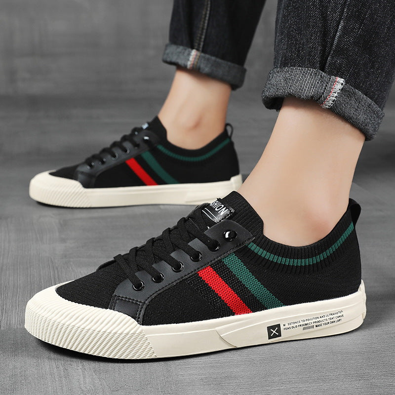 Breathable men's lightweight urban comfort sneakers. Sandstone & black lace-up casual footwear for walking.