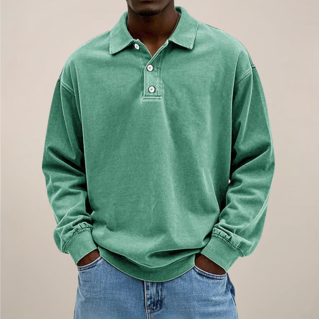 Essential men's long sleeve polo shirt. Versatile smart casual top for comfort & everyday fashion.