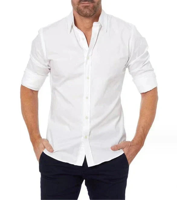 Contemporary men's long sleeve zip shirt, perfect for modern casual & smart casual men's clothing style.