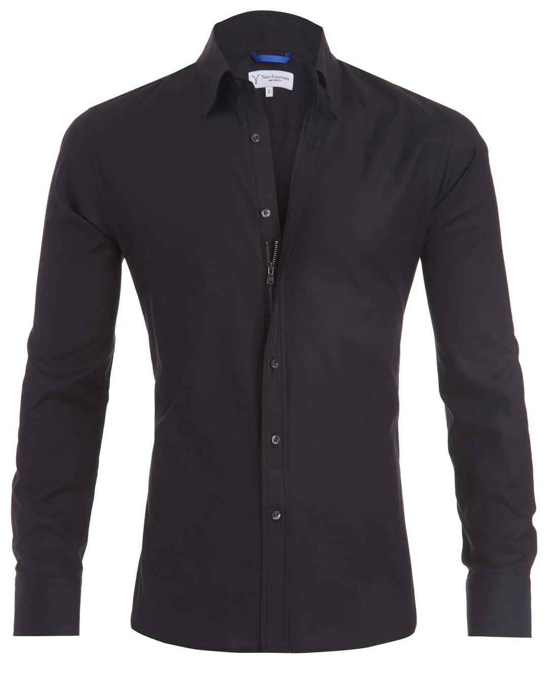 High-quality men's modern zip casual shirt, long sleeve, durable men's clothing with contemporary style.