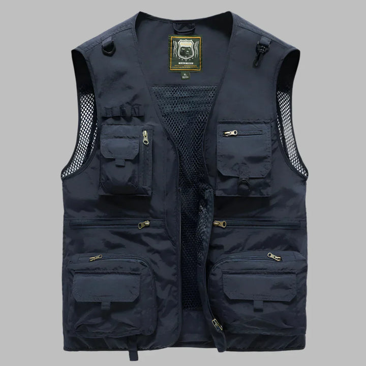Stylish men's multi-pocket summer vest, a lightweight utility layer for outdoor and casual wear.