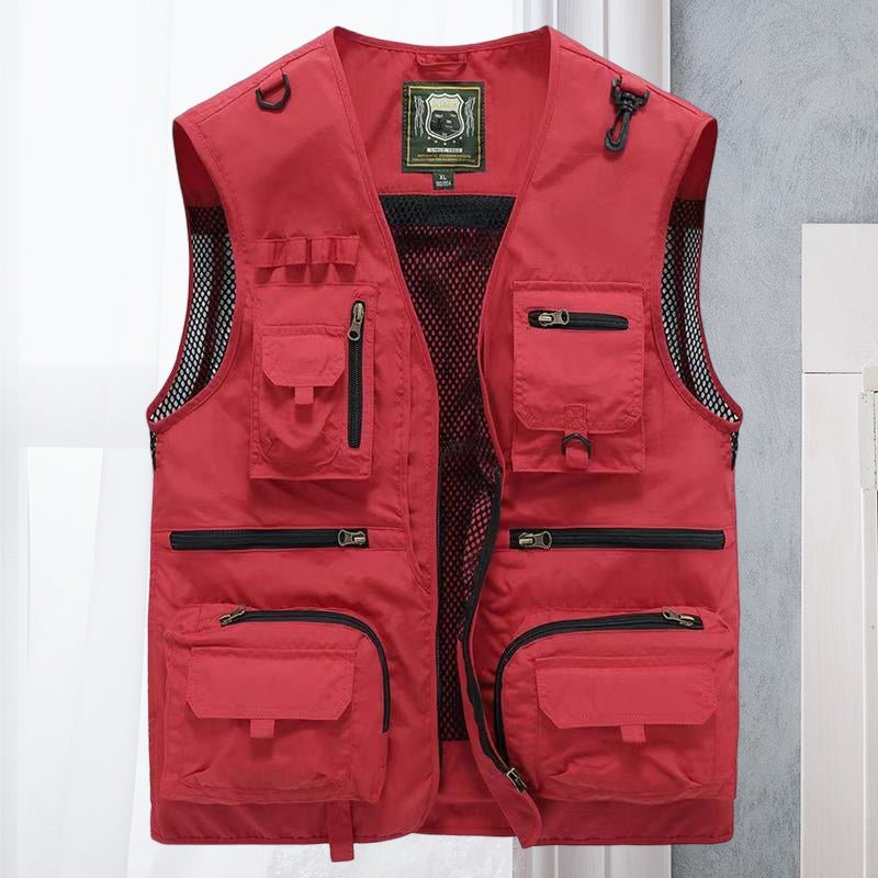 Versatile men's outdoor utility vest, a multi-pocket gilet designed for tactical and casual wear.