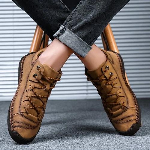 Casual men's outdoor shoes, large sizes, breathable leather, orthopedic, slip-resistant footwear