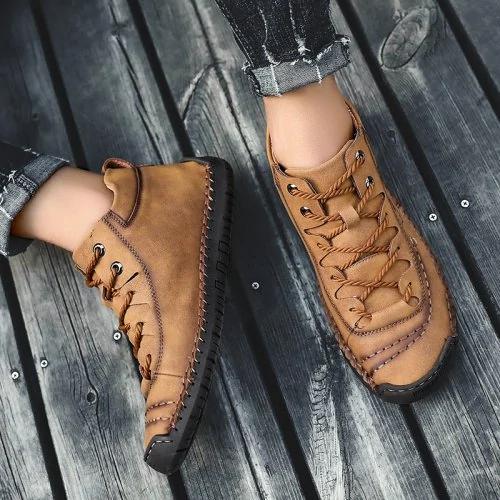 Large size breathable men's shoes, orthopedic design, leather, perfect for outdoor comfort