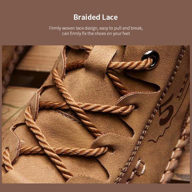 Large size men's casual shoes, ideal for outdoor wear, breathable leather, slip-resistant sole