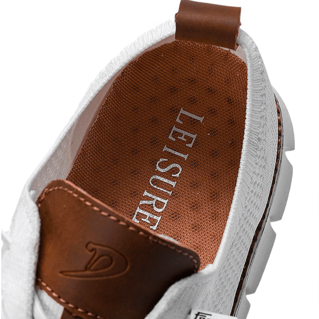 Men's slip-on shoes for maximum comfort, arch support, and foot relief during walking.