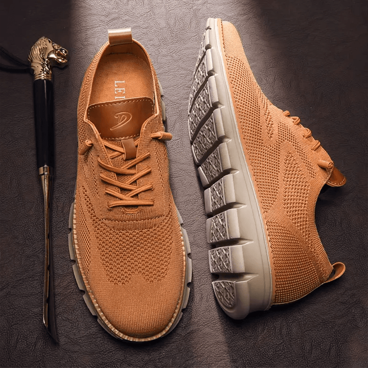 Men's slip-on walking shoes with arch support & wide toe box for orthopedic comfort.