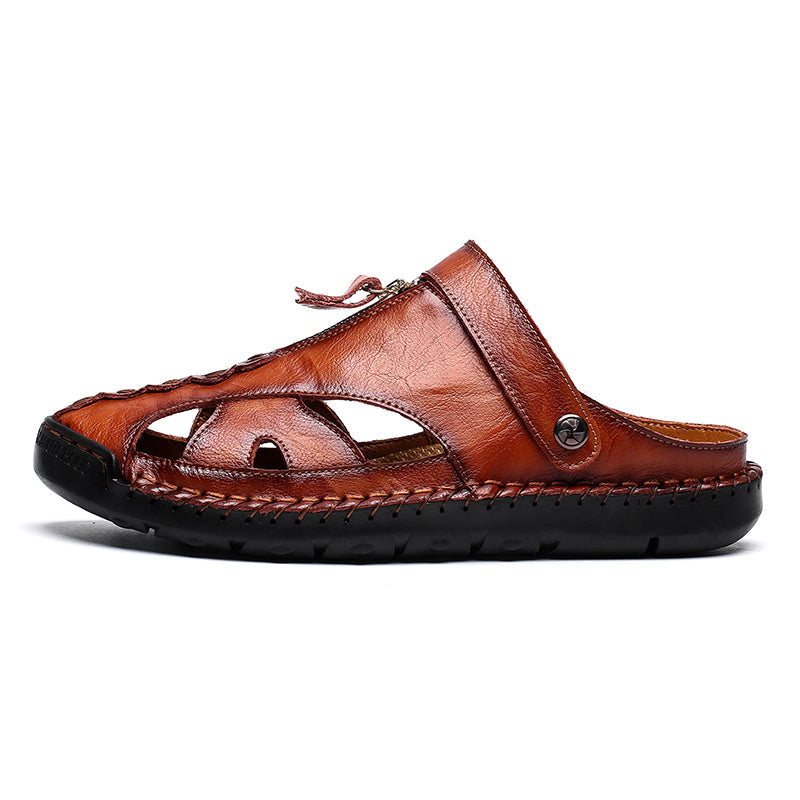 Comfortable men's closed-toe leather sandals, perfect for summer adventures