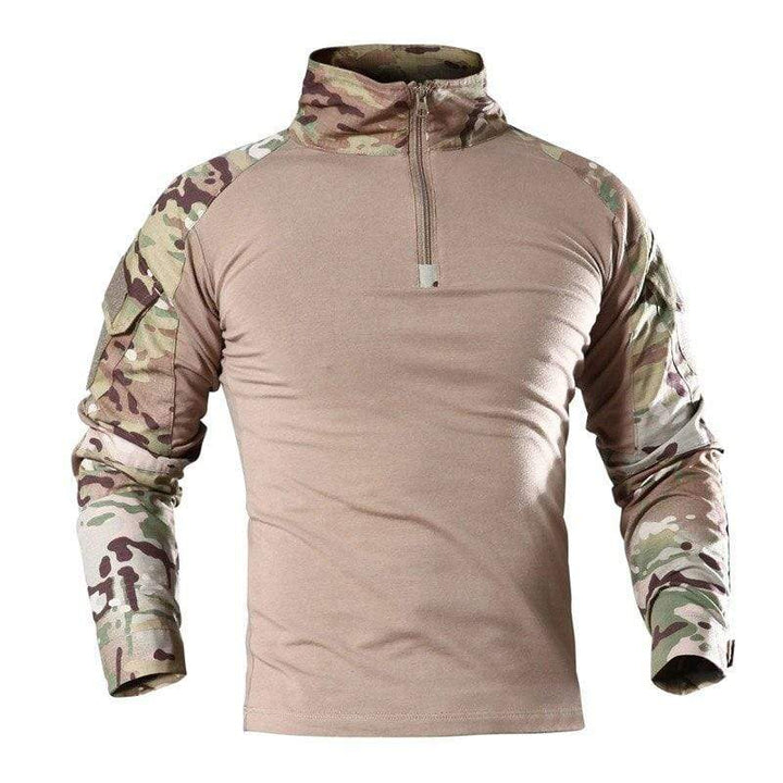 Men's outdoor tactical combat shirt, long sleeve, military style, breathable, moisture-wicking fabric