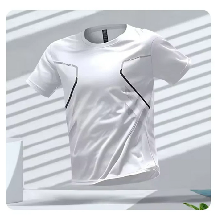 Short sleeve men's performance t-shirt in breathable fabric, great for gym, casual wear.