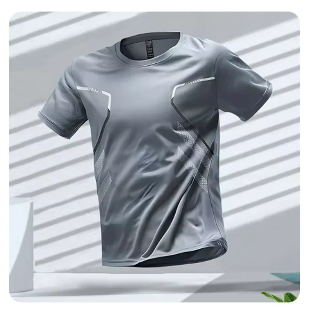 Men's short sleeve performance t-shirt, breathable & quick-dry, perfect for gym, athletic training.
