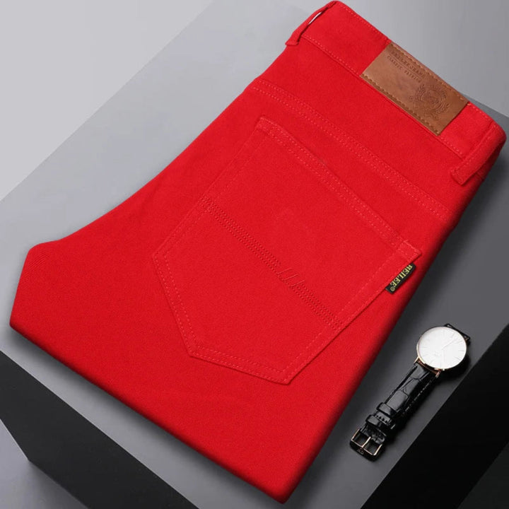 Solid color men's premium slim fit pants, offering a comfortable, stylish & modern casual everyday look.