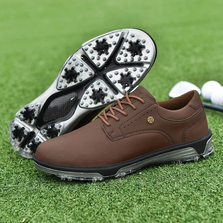 Stylish men's Pro Edition leather golf footwear, waterproof and ready for high performance.