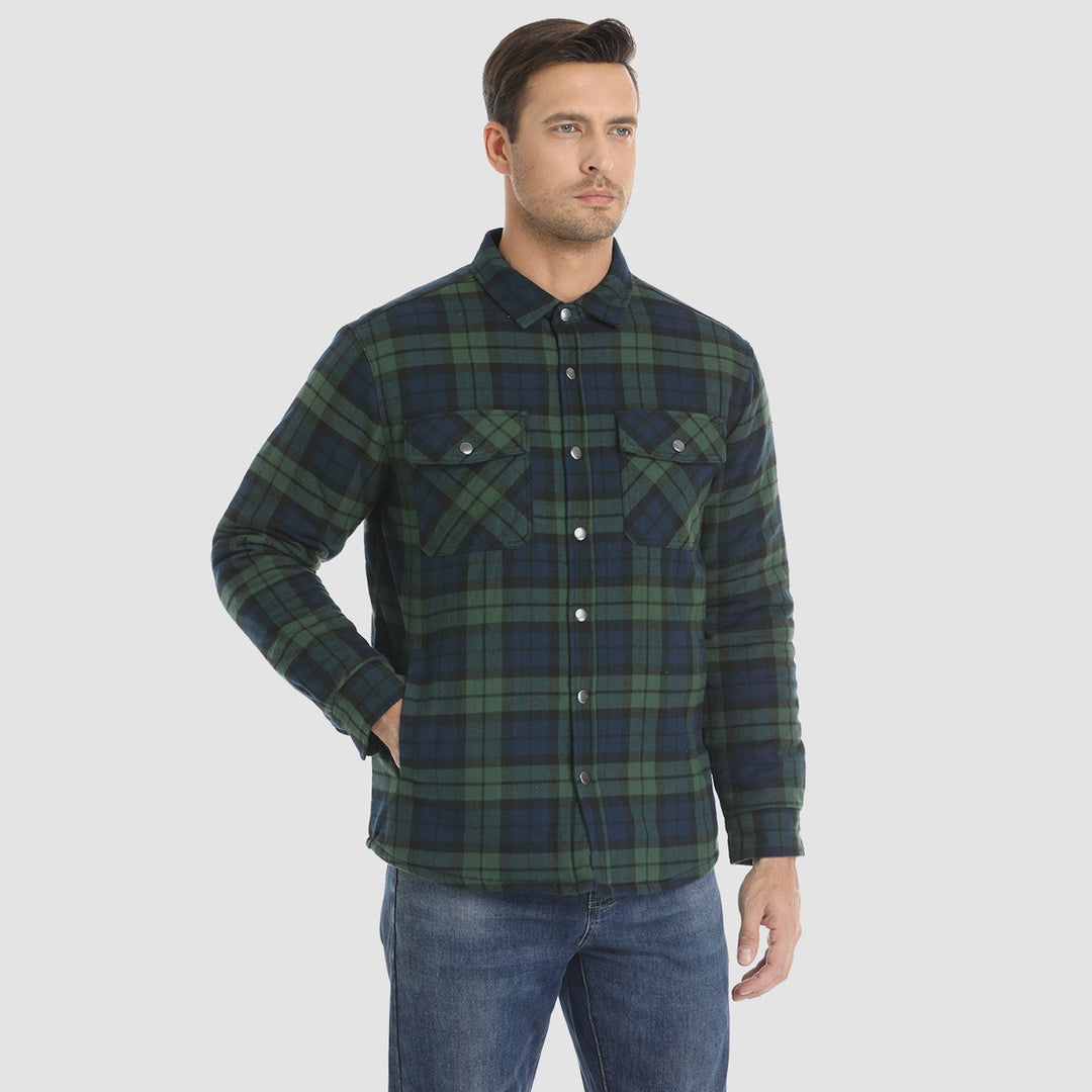 Men's apparel essential: Quilted flannel jacket, offering a perfect blend of comfort and style