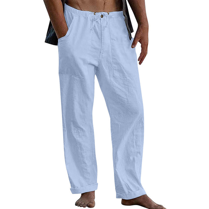 Men's summer relaxed fit drawstring pants for casual everyday comfort.
