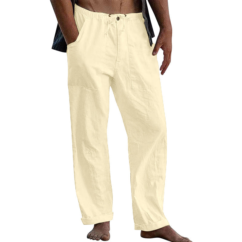 Easy fit men's straight leg trousers with drawstring, ideal for lounge wear & relaxed style.