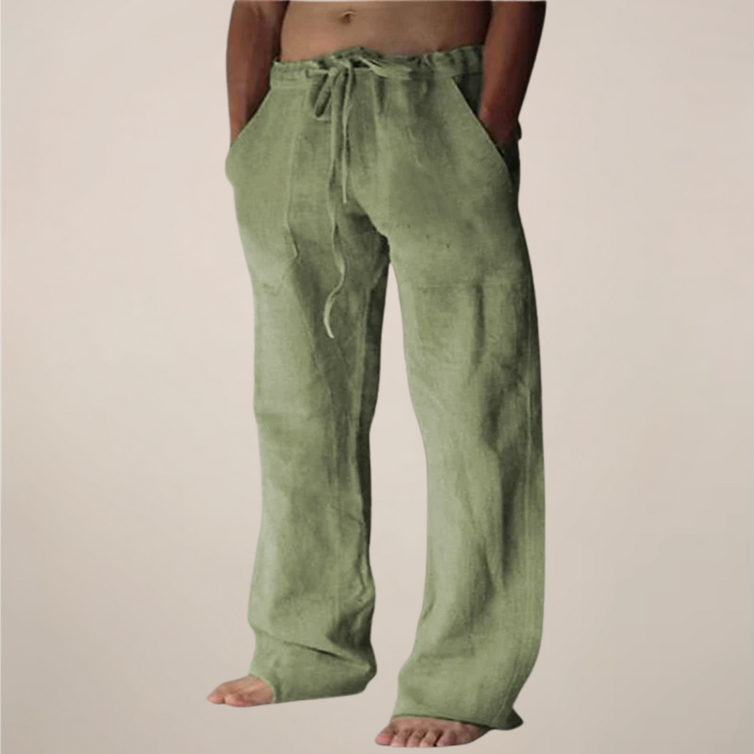Comfortable men's wide leg trousers, perfect for summer casual wear, beach, or vacation.