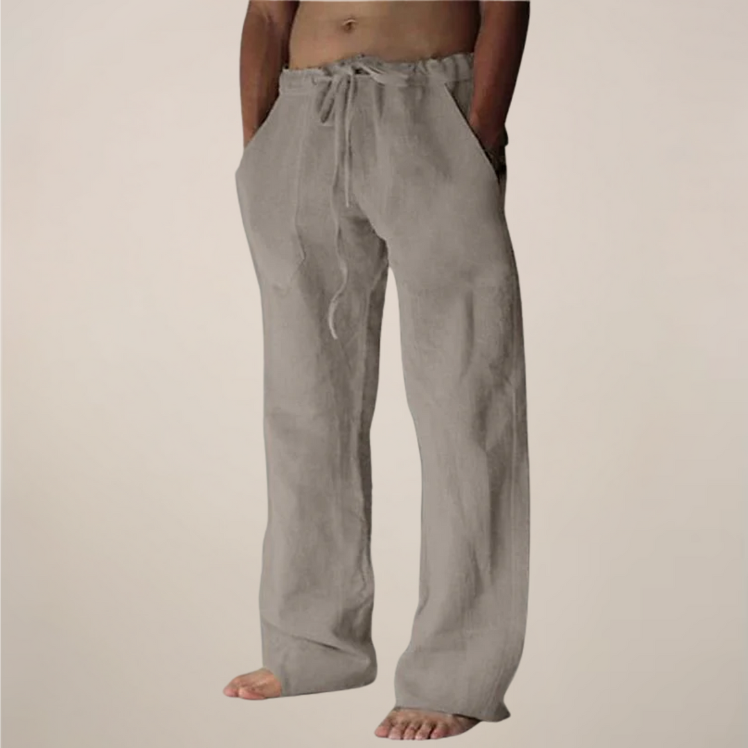 Versatile men's wide leg trousers for summer comfort, casual wear, beach style, and vacation.