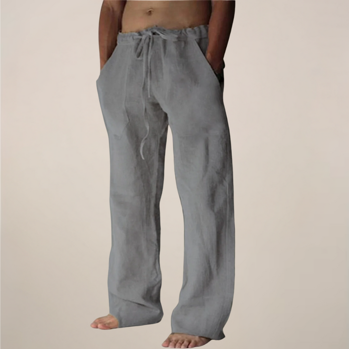 Drawstring wide leg men's pants offer relaxed fit & ultimate comfort for summer casual style.
