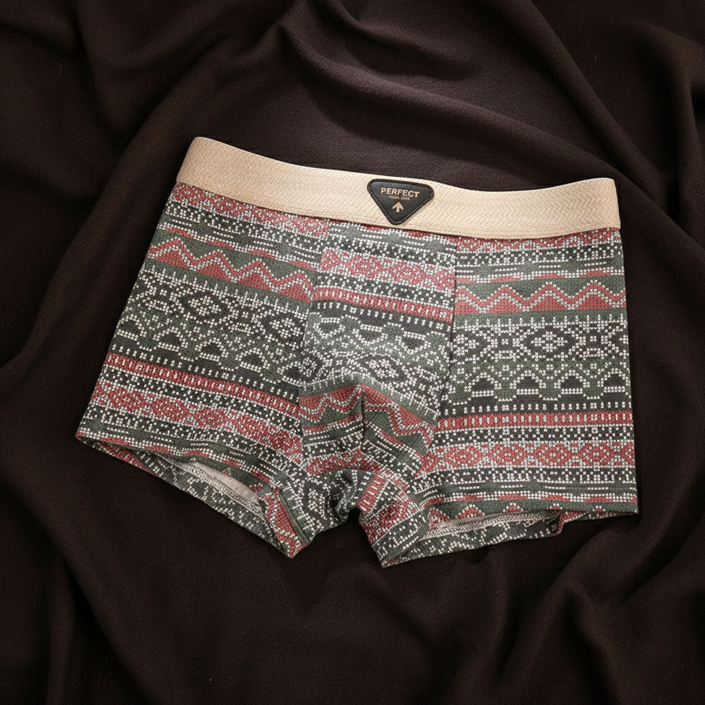 Classic retro men's organic cotton boxer briefs. Soft, breathable & comfortable everyday underwear essentials.