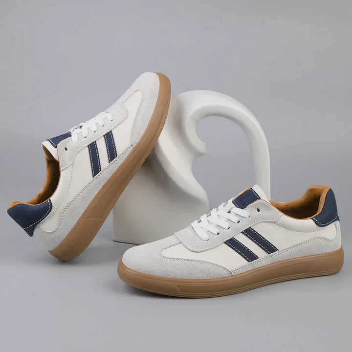 Men's casual retro lace-up trainers, khaki beige, designed for ultimate comfort & daily walking shoes.