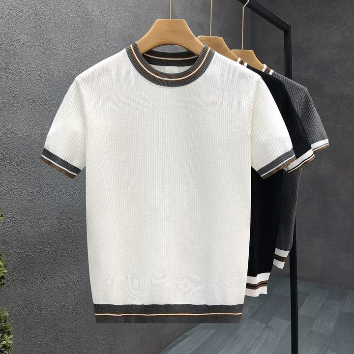 Tailored fit men's cotton knit sweater, Rico Crewneck in classic style, perfect for casual wear.
