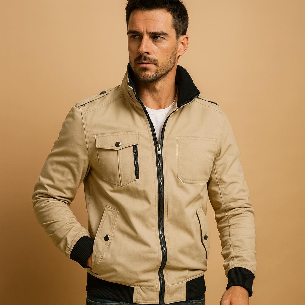 Versatile men's tactical bomber jacket, durable for outdoor activities & urban streetwear.