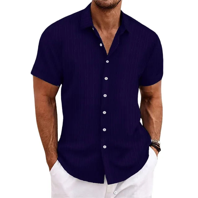 Comfortable men's short sleeve button down shirt. This casual & breathable top is perfect for summer.