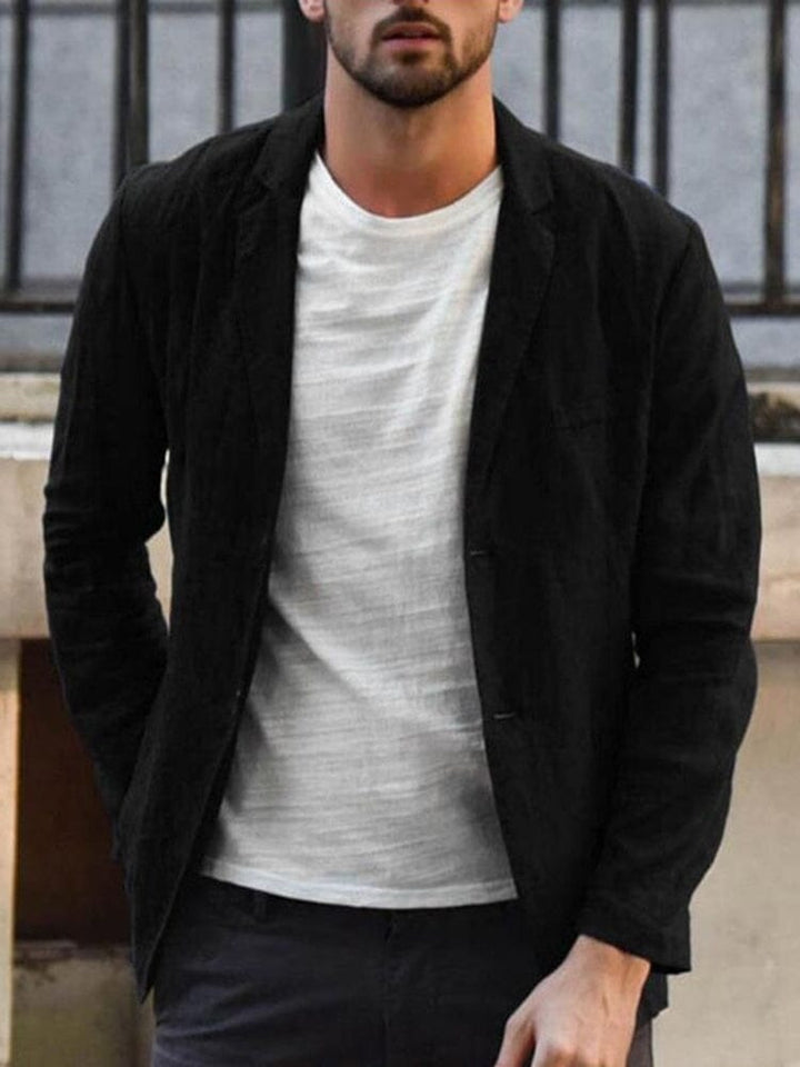 Black men's single-breasted blazer, ideal for warm weather professional & party wear.