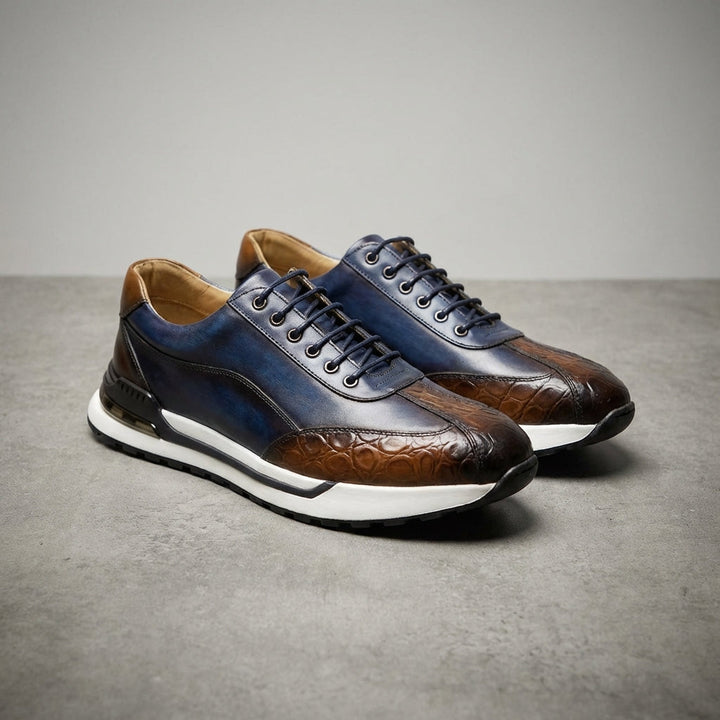 Green men's sleek orthopedic casual footwear. Cushioned, comfortable everyday sneakers.