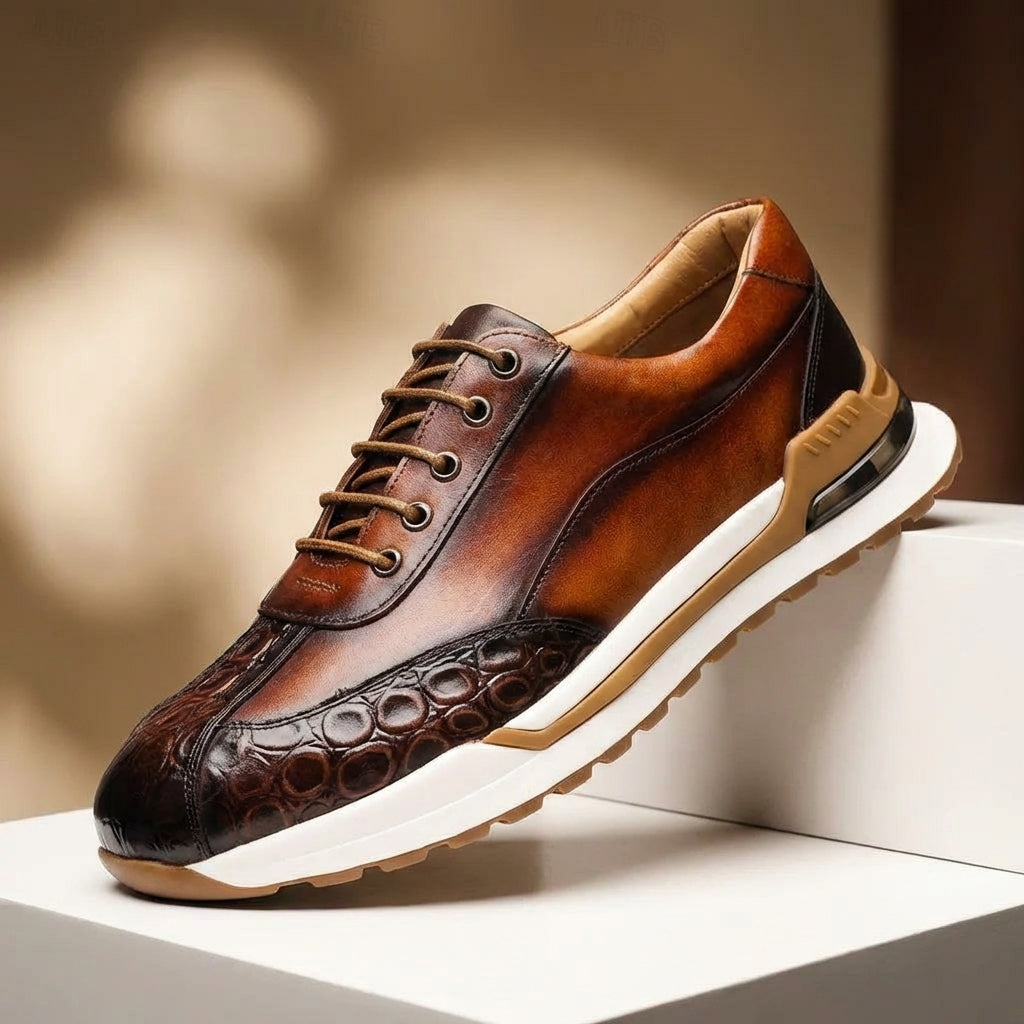 Blue men's sleek casual shoes with orthopedic comfort and a modern design.