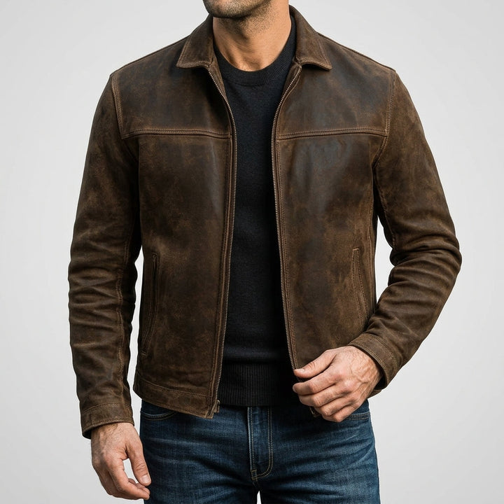 Men's Sleek Carver casual zipper jacket in classic fit, perfect versatile outerwear for everyday style.