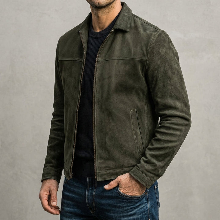 Versatile men's blue Sleek Carver jacket, a comfortable casual outerwear with a stylish zipper design.