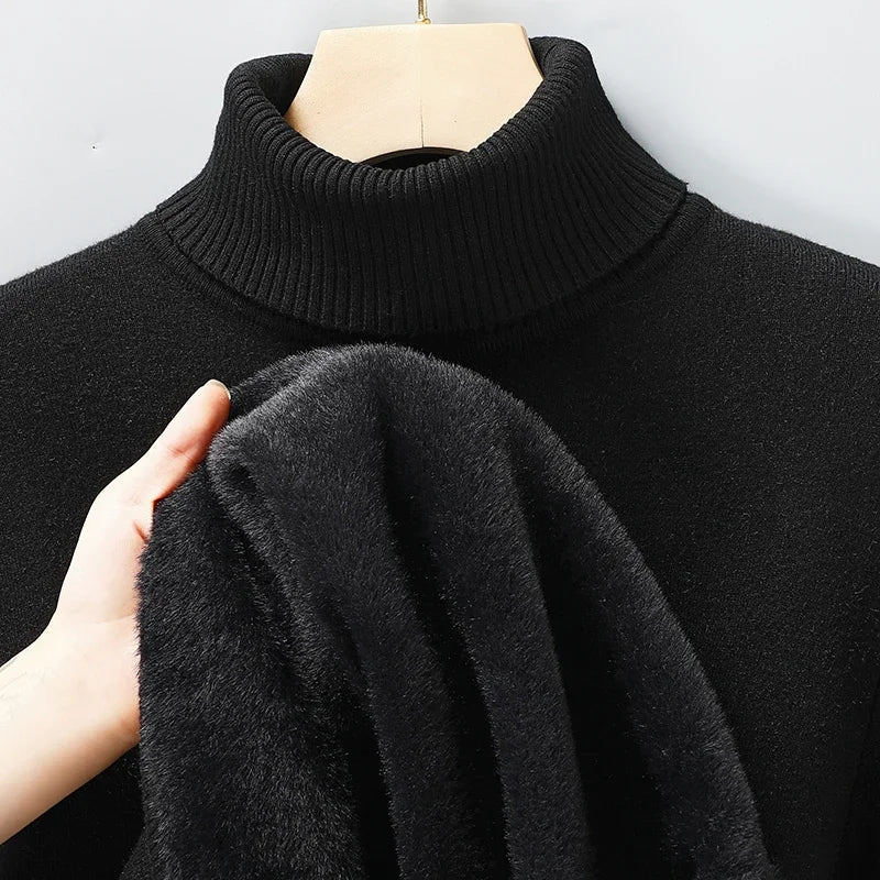 Men's sleek turtleneck sweater, an elevated long-sleeve top for refined winter comfort & cold weather fashion.