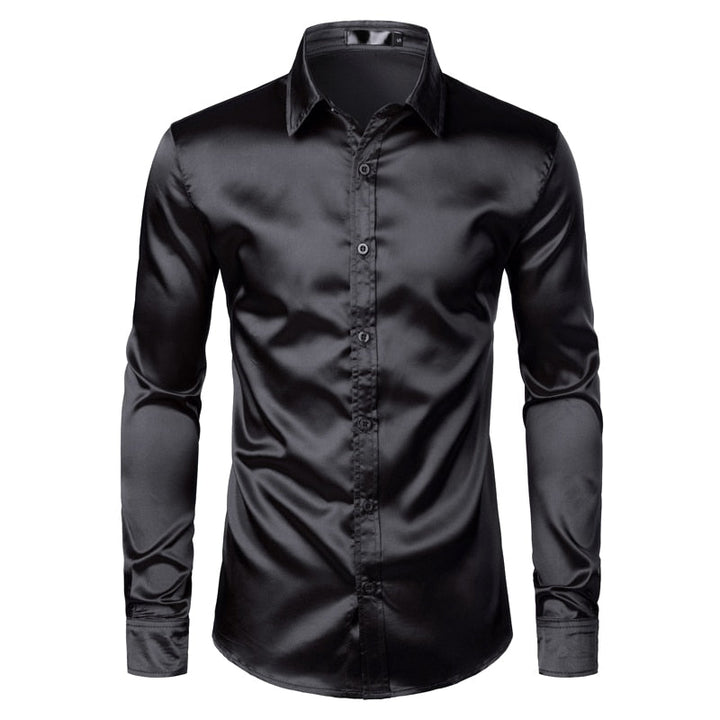 Men's slim fit button-down dress shirt. Stylish long-sleeve design perfect for formal or business casual wear.
