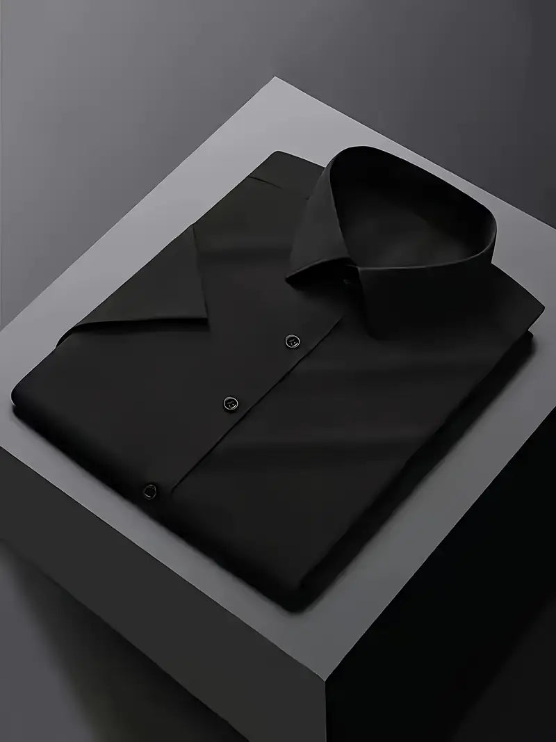 Elegant men's white slim fit long sleeve dress shirt, a must-have for all formal & evening occasions.