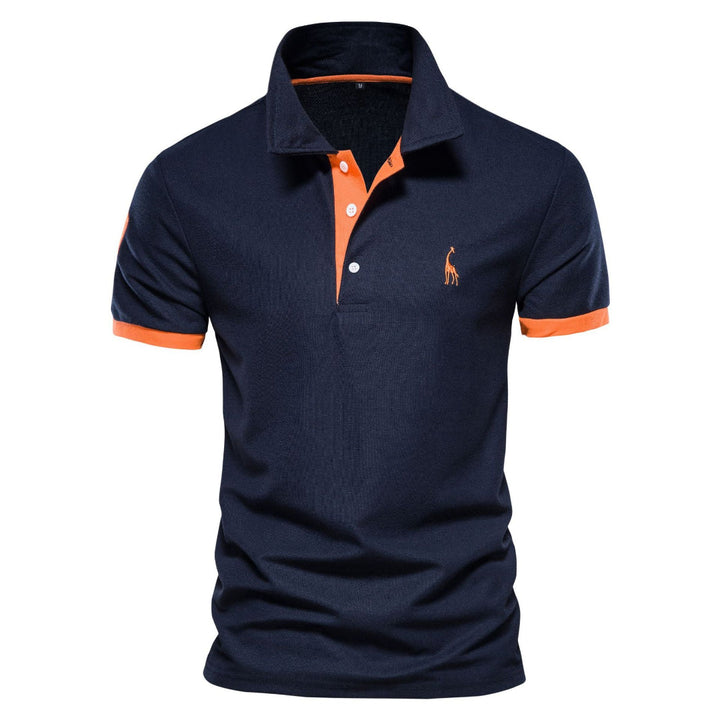 Men's slim fit polo shirt with contrast trim, short sleeves. Stylish and versatile for casual wear.